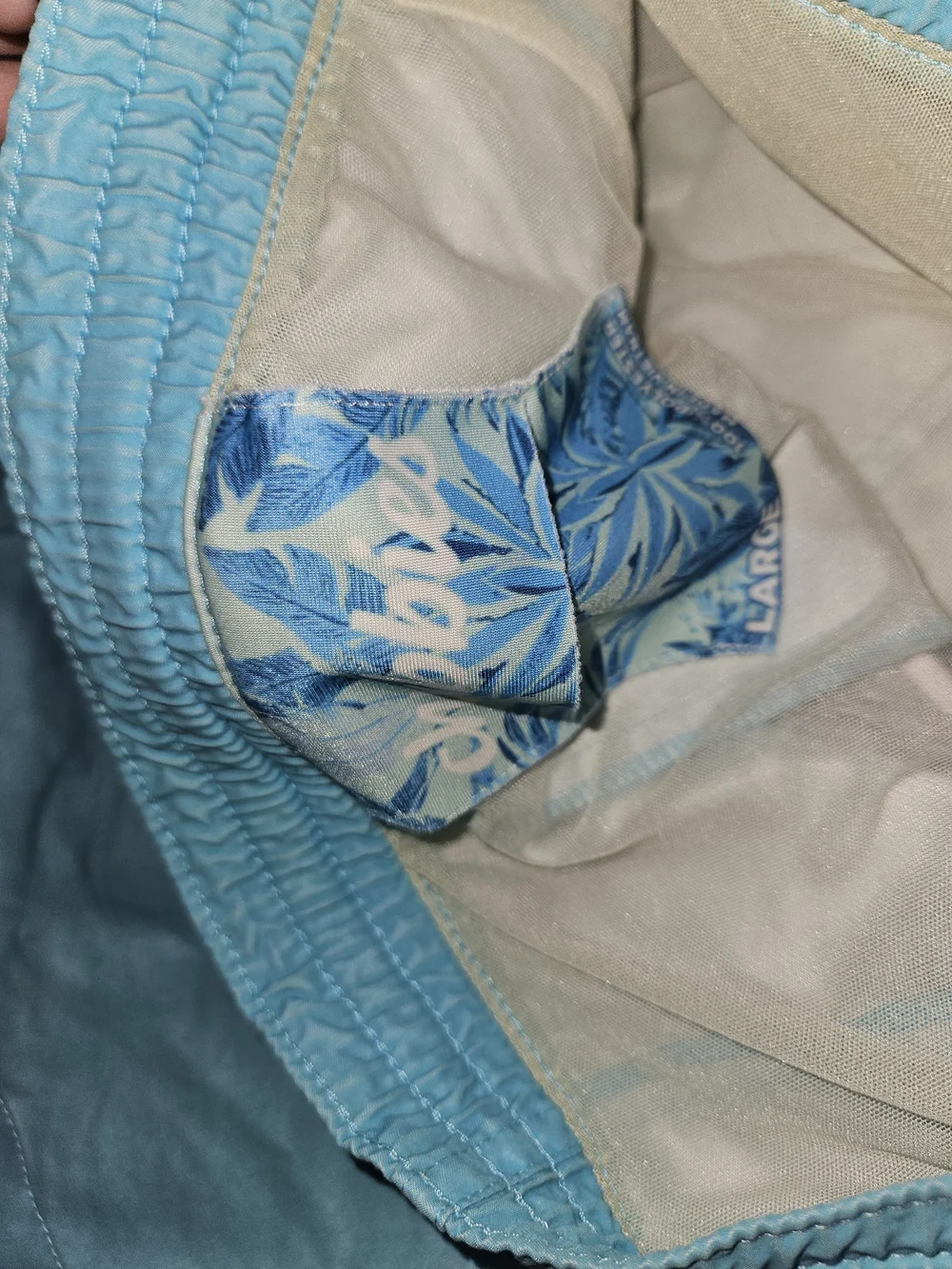 chubbies Light Blue Swim Trunks with Pink and Yellow Graphic